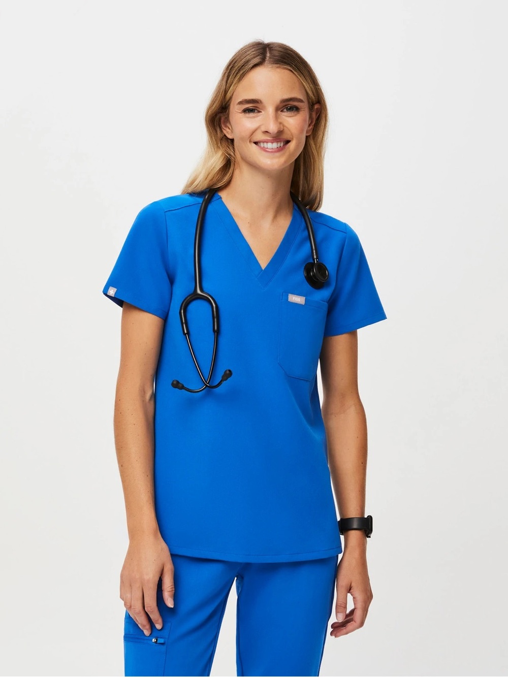 Figs Catarina Scrub Top Royal Blue Medium